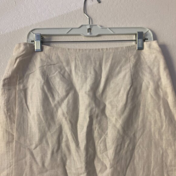 J Crew 100% Linen Pencil Skirt Yellow White Ombre Knee Length Office Summer 8 - Picture 2 of 12